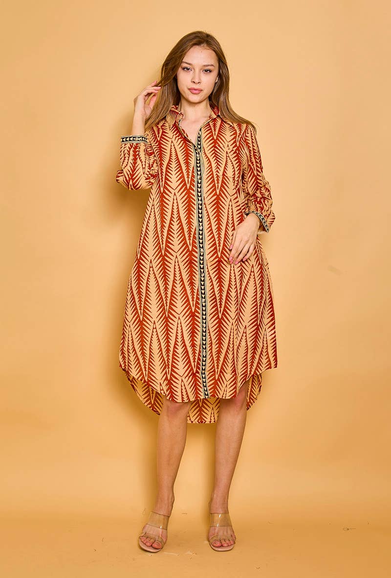 Mid-length cotton shirt dress