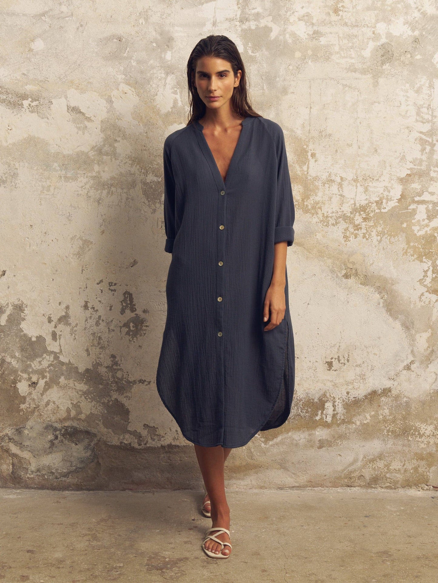 Terra Shirt Dress - Navy