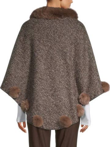 Posey Fur Pompom Poncho