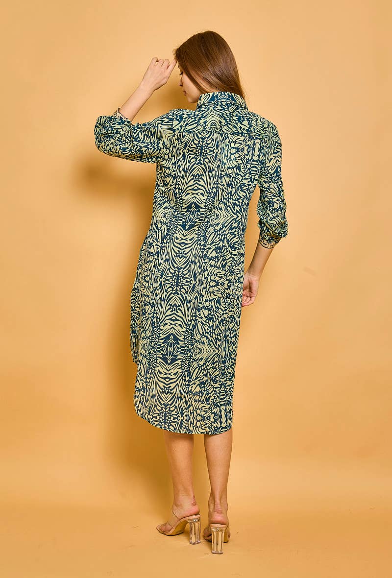 Mid-length cotton shirt dress