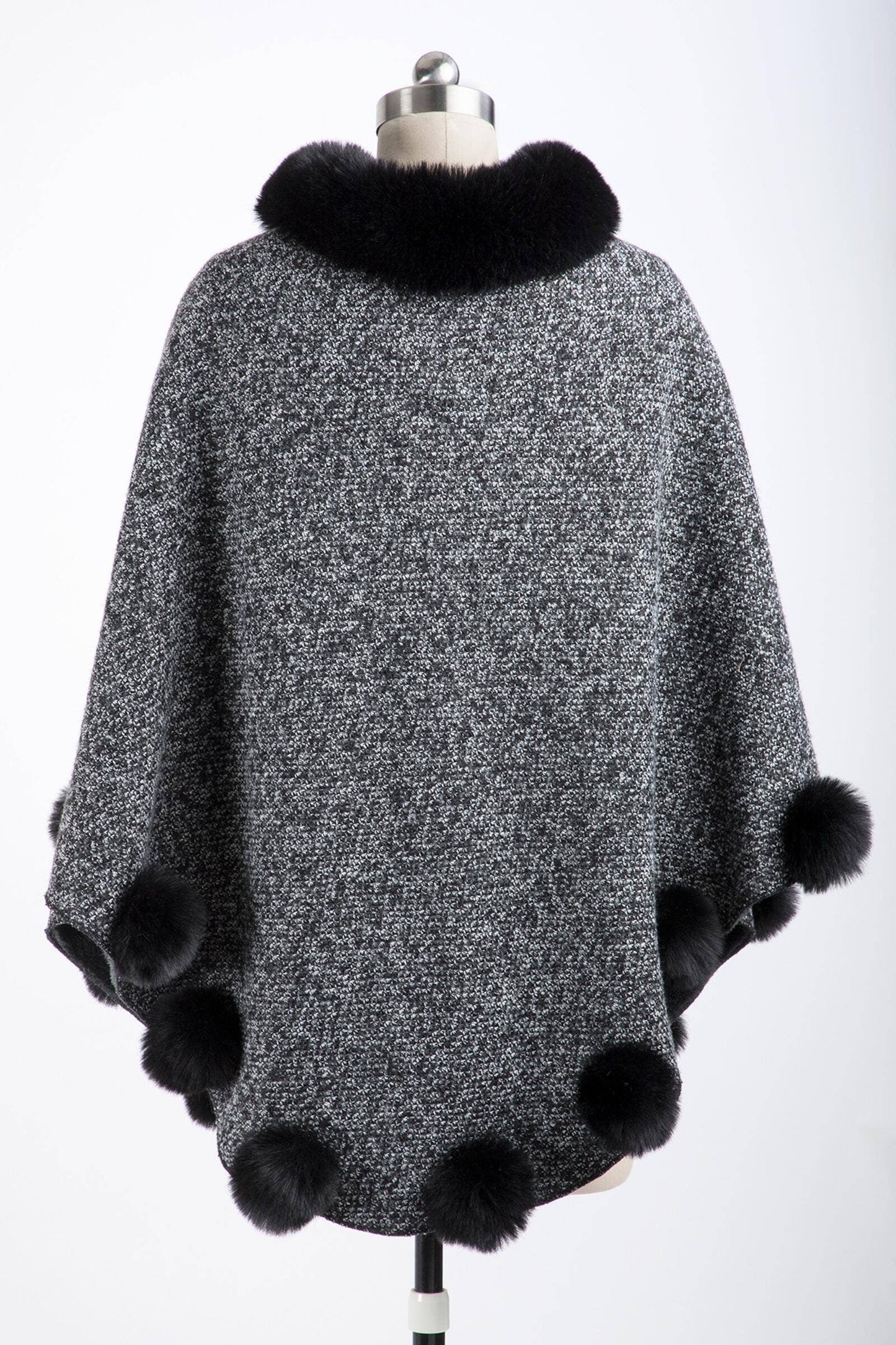 Posey Fur Pompom Poncho