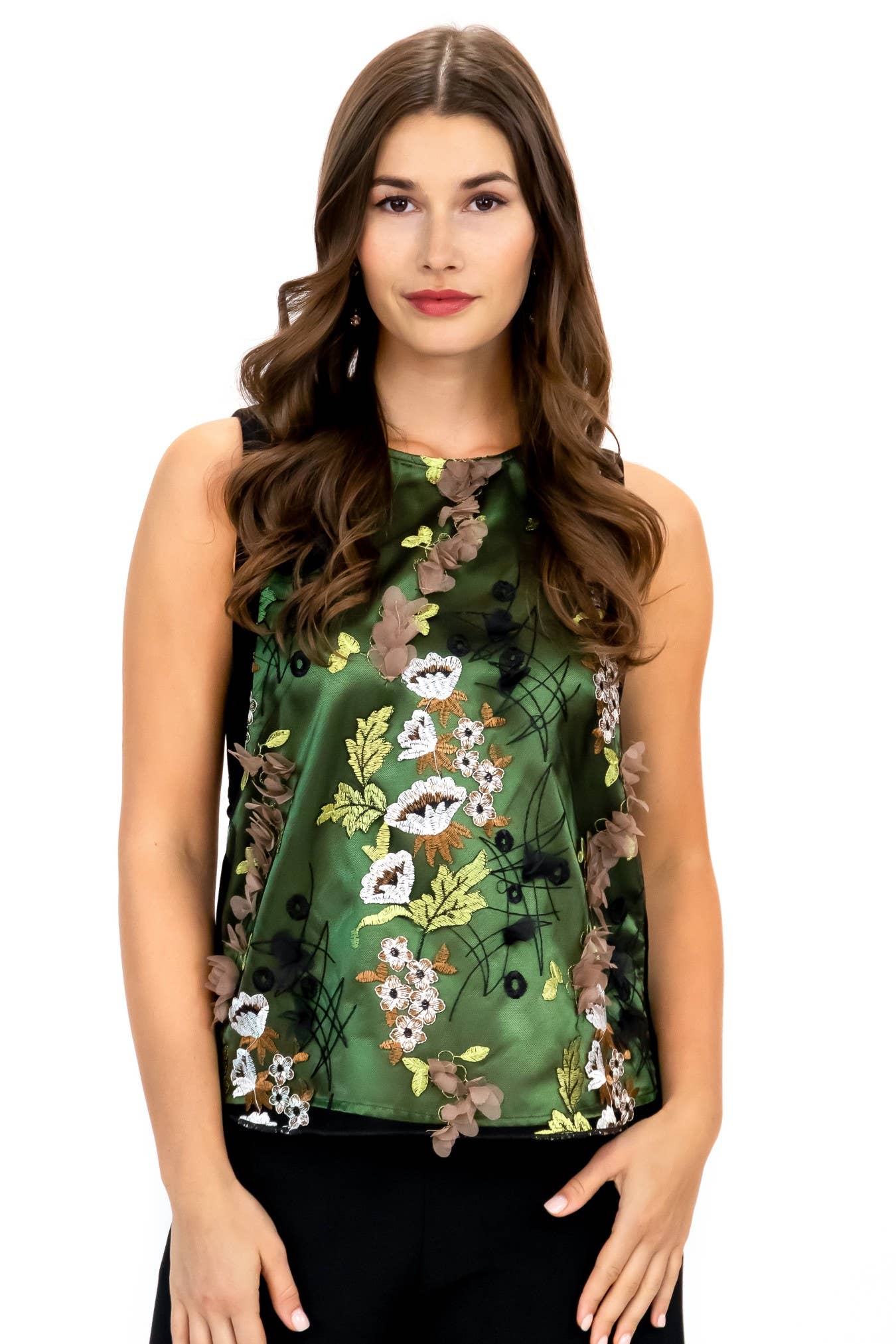 Sleeveless Sequin Gail Tank - Emerald Meadow