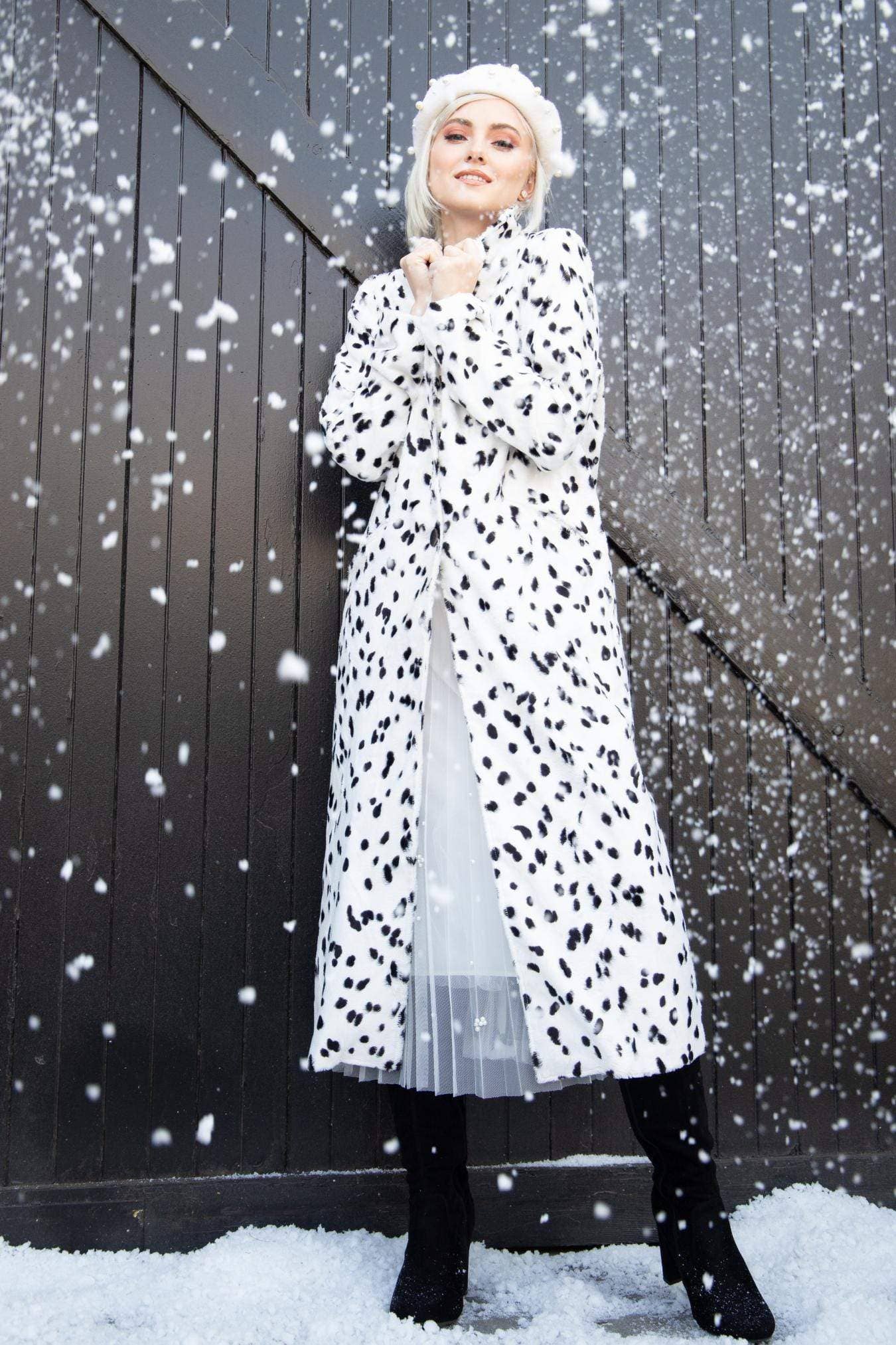 Holiday Double Breasted Long Camila Coat Dalmatian Dot