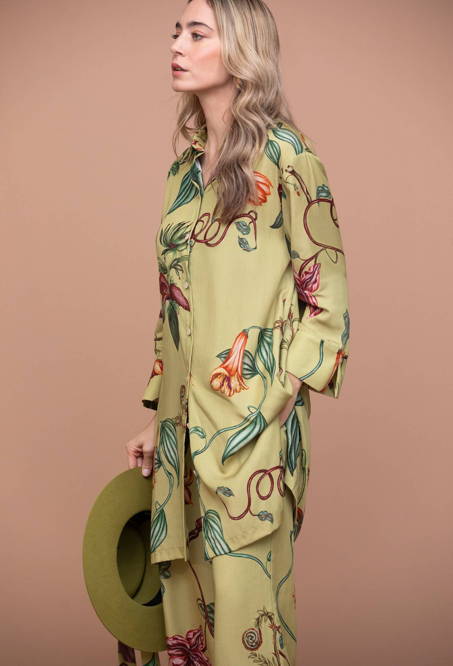 BOTANIC MAXI OVERSIZE SHIRT WITH VENTS