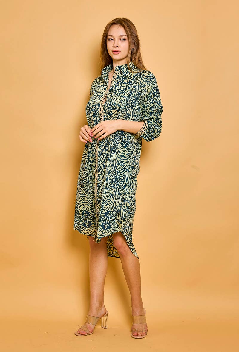 Mid-length cotton shirt dress