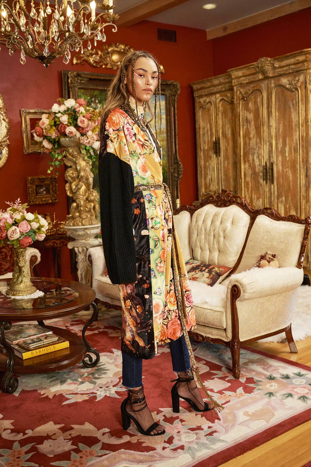 Venera Velvet Kimono With Sweater