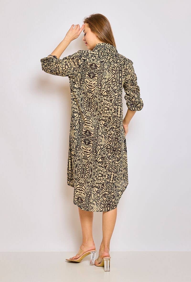 Mid-length cotton shirt dress