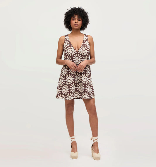 The Emma Dress-  Chocolate Shell Mosaic Crepe