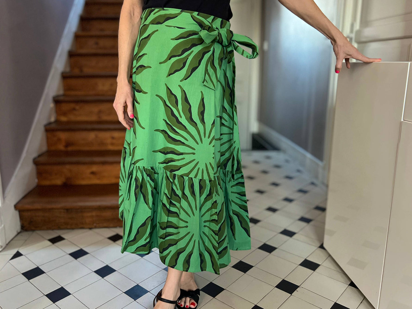 Green Narwhal Ruffle Wrap Skirt