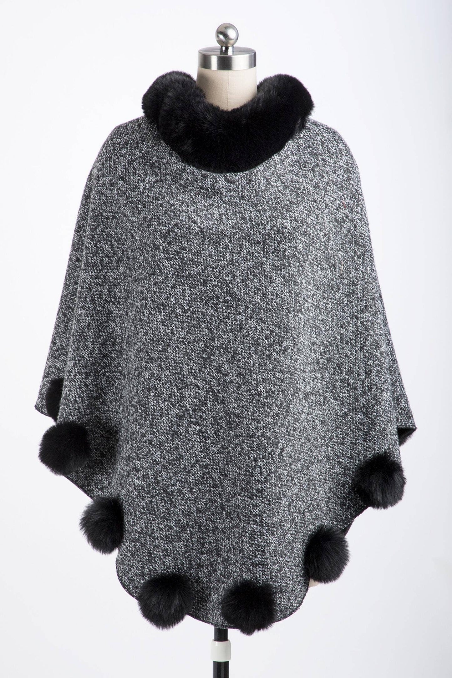 Posey Fur Pompom Poncho