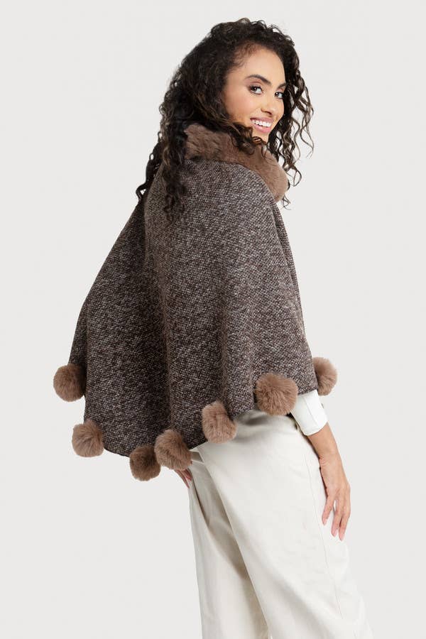 Posey Fur Pompom Poncho