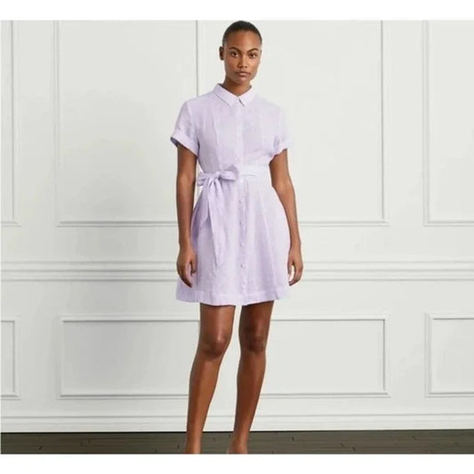 The Laura Dress - Lilac Stripe Linen